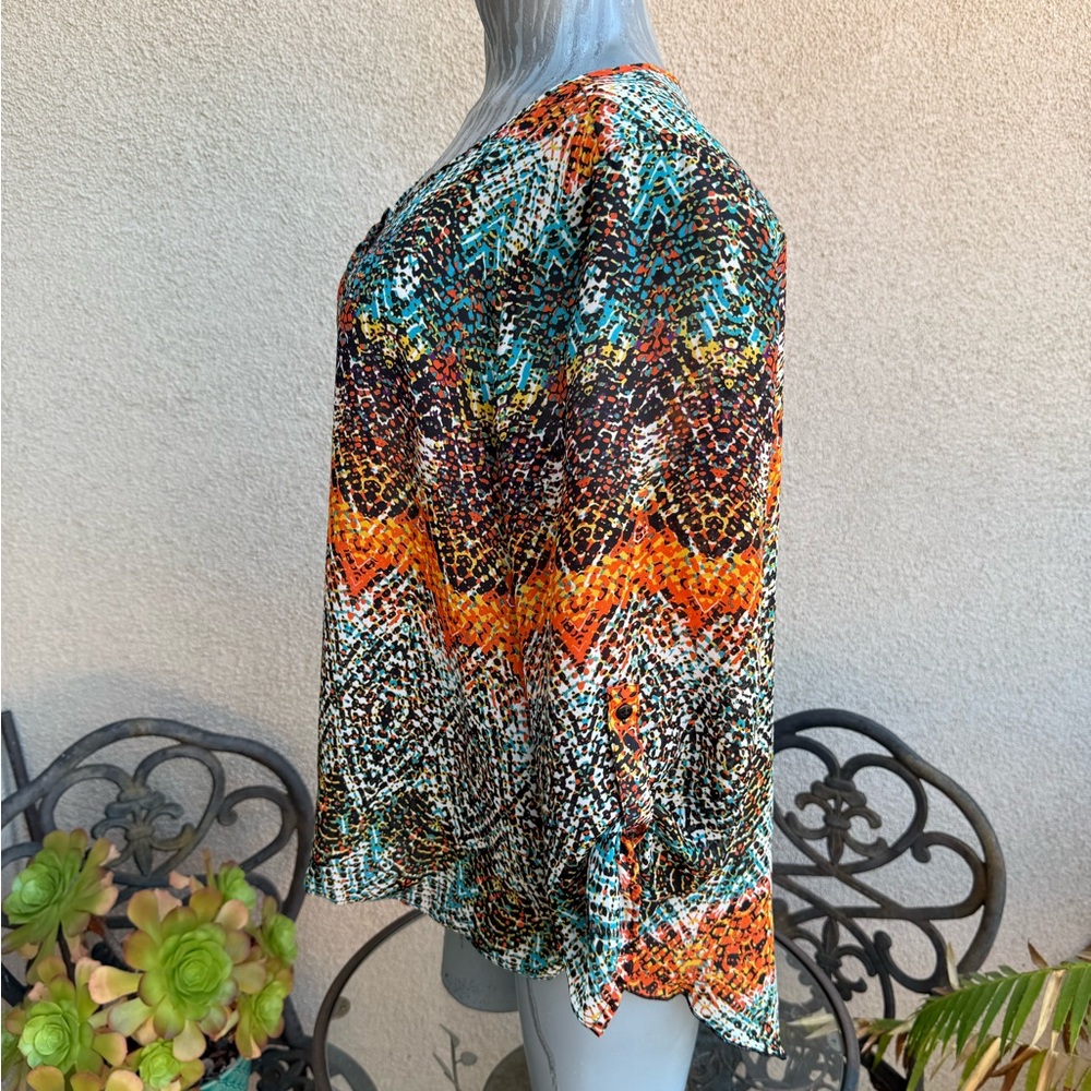 3/$45 Shear Ladies Colorful Patterned Blouse - Picture 3 of 6